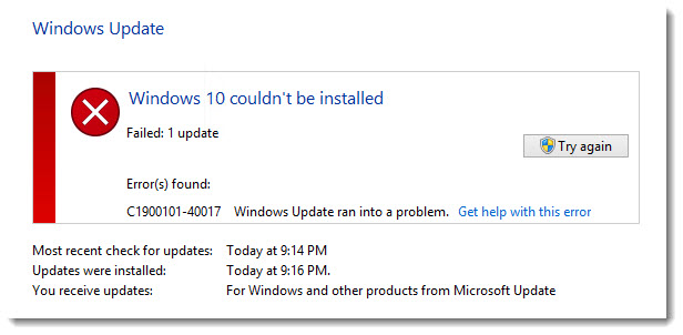 error while installing windows 10 from usb