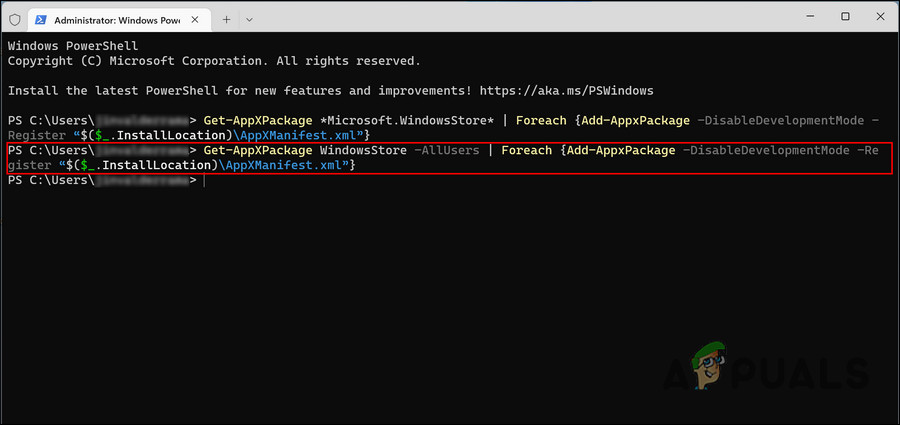 Re-register Microsoft Store for all users