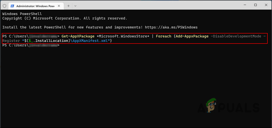 Re-register Microsoft Store for current users