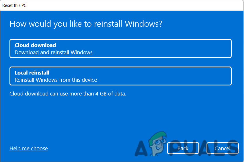 Choose a reinstall option