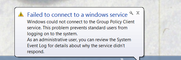 windows couldn t connect to the group policy