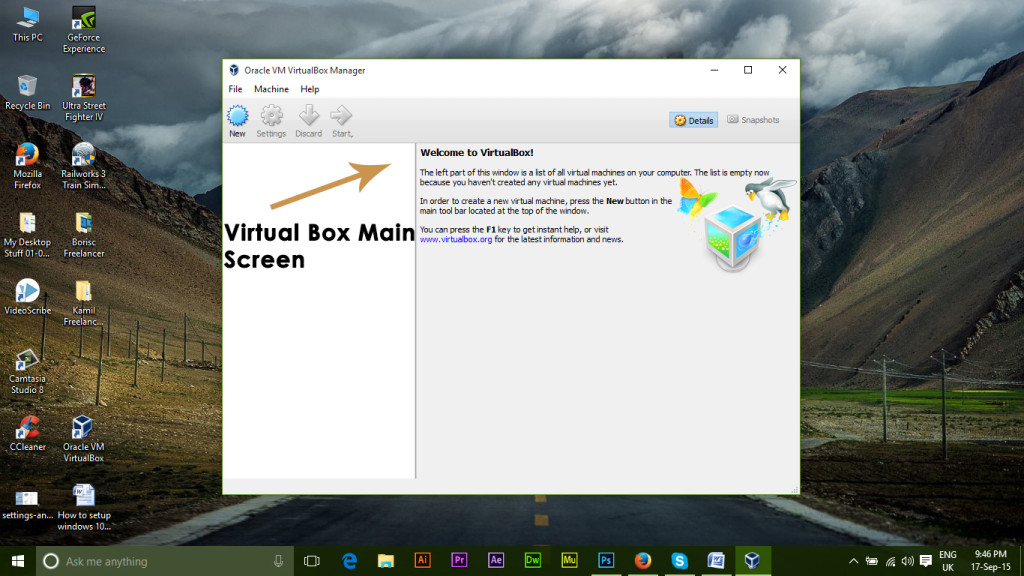 setting up virtualbox windows 10