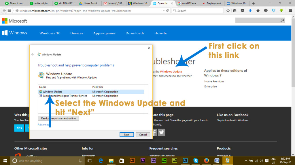 windows update troubleshoot