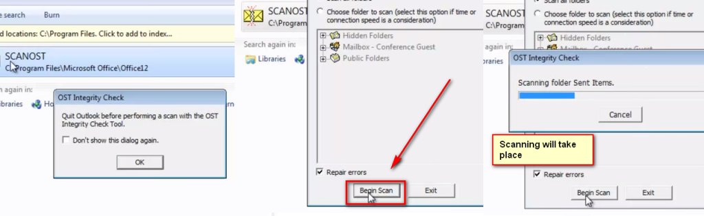 Cannot open your default e-mail folders. The information store could not be opened4