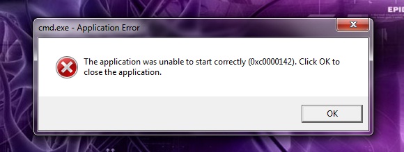 The application was unable. 0xc0000142 Error. The application was unable to start correctly (0xc000000d). Click ok to close the application причины.