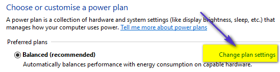 change plan settings