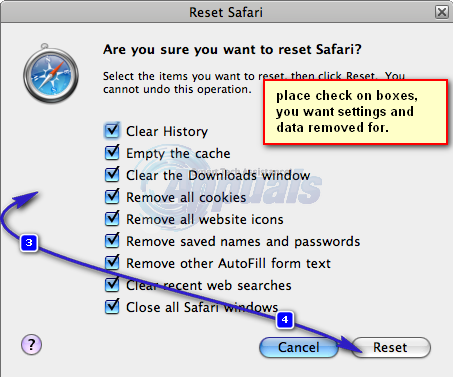 reset safari - 2