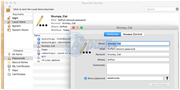 mac show wifi password keychain
