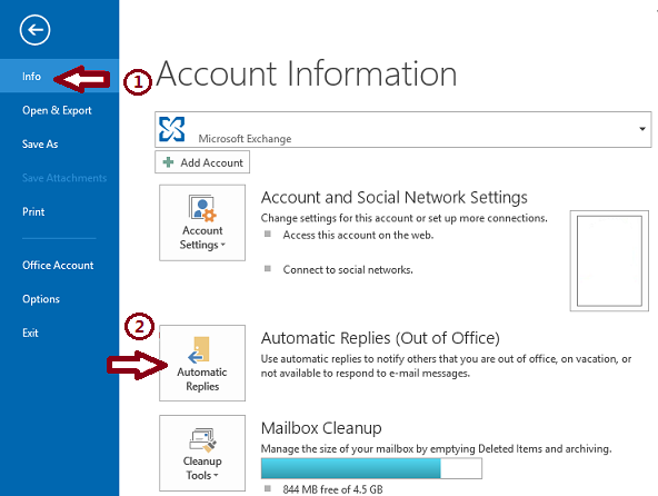 how to turn on out of office in microsoft outlook 2013