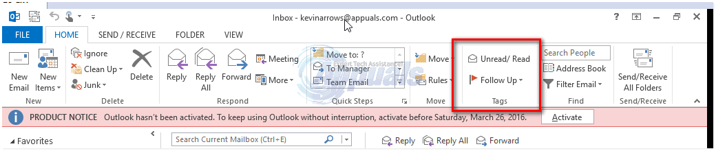 add reminder in outlook email