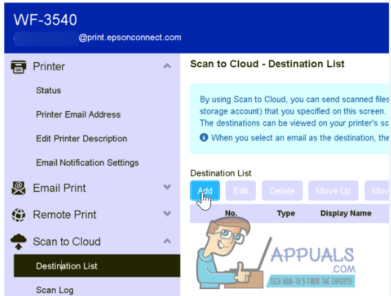 how to set up scan to email on wf-3640