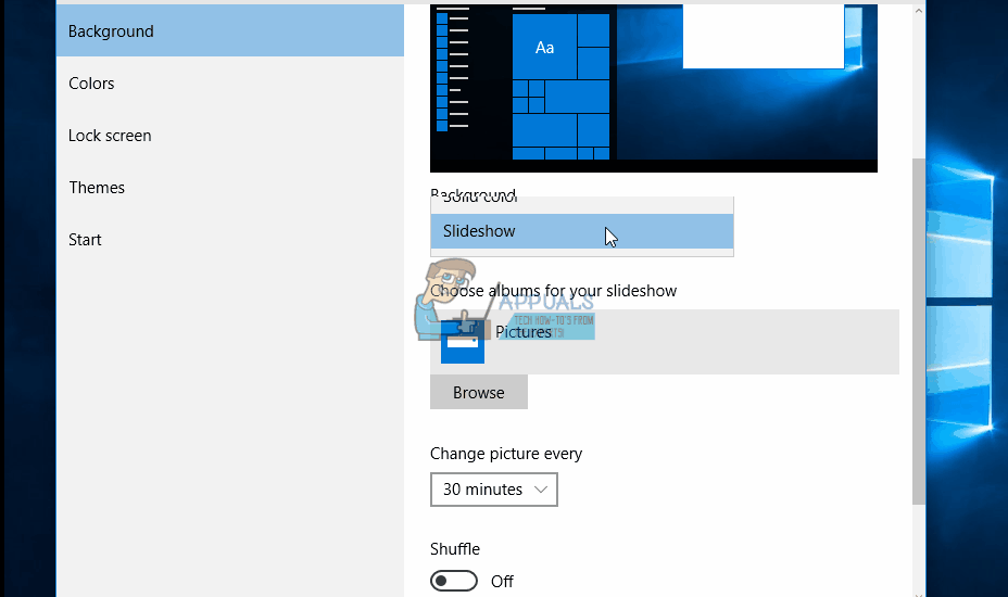 Disable the wallpaper slideshow