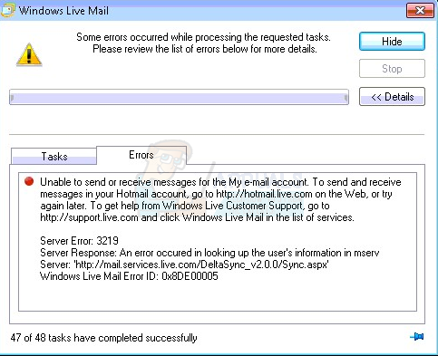 How do I fix the MSN Hotmail sign-in error?