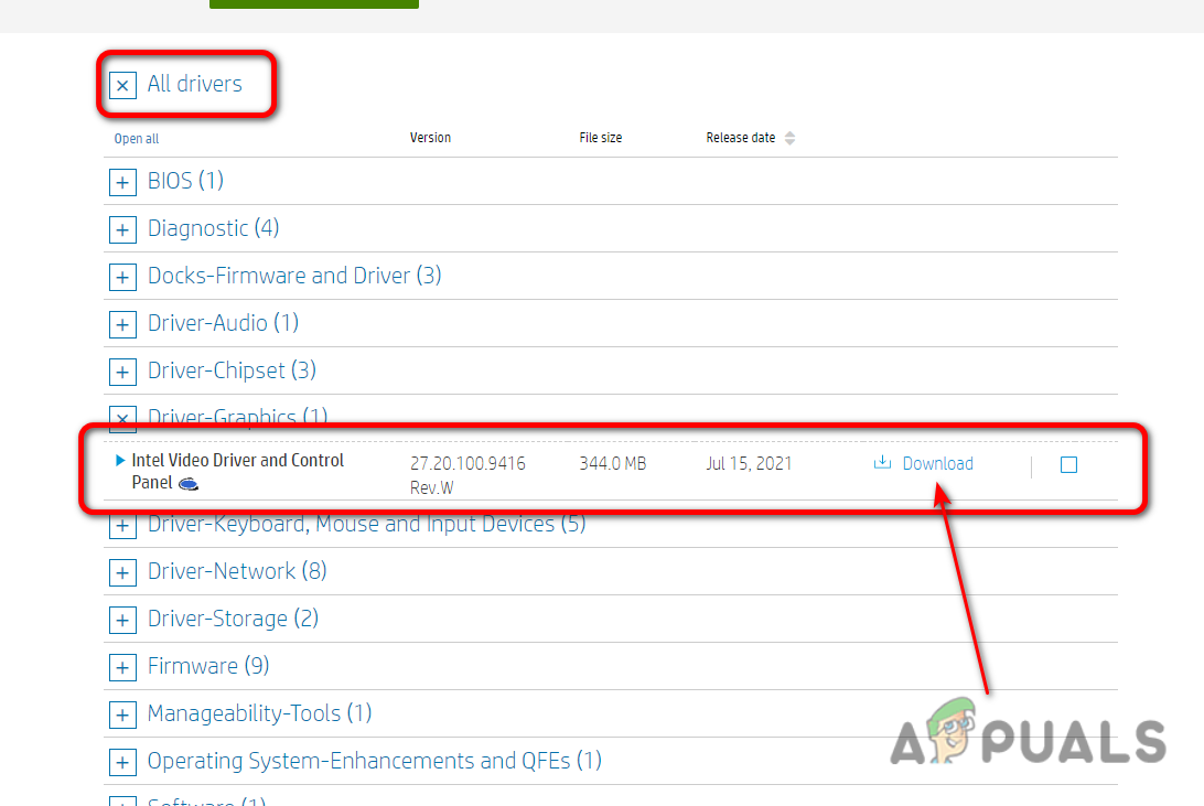 Downloading Graphics Driver from Product Page