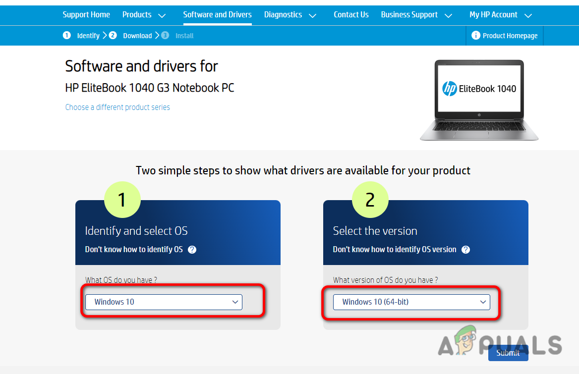 Selecting Operating System Before Downloading Official Drivers