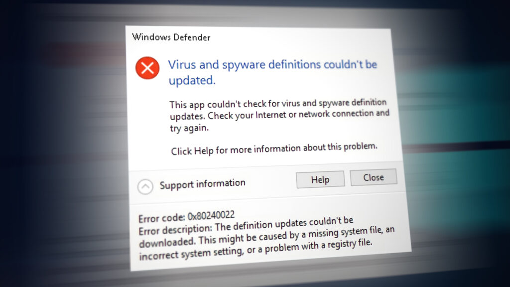 Error 0x80240022 ‘Definitions couldn’t be updated’