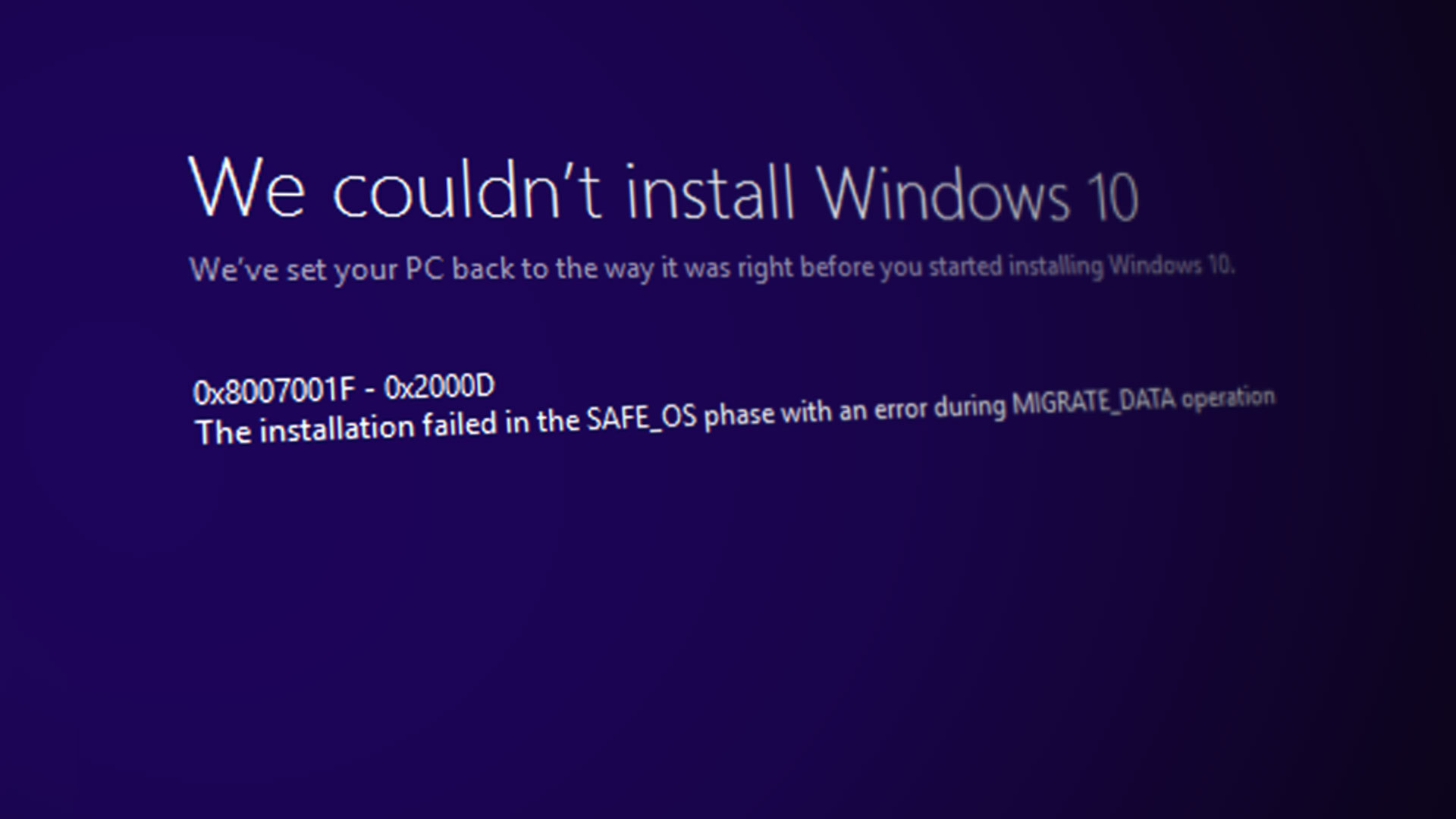 How To Fix Windows 10 Anniversary Update Error 0x8007001f