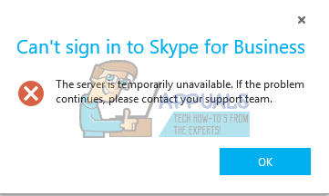 unable to sign into skype business
