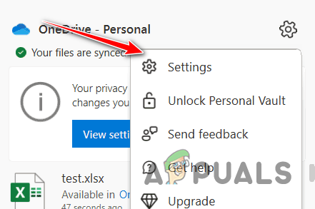 Navigating to OneDrive Settings