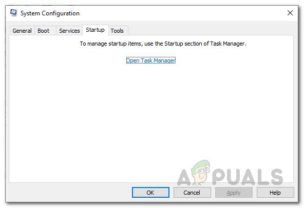 Opening Startup in Task Manager