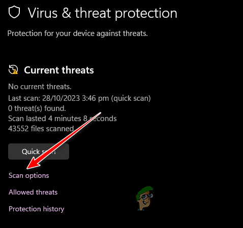 Navigating to Scan Options
