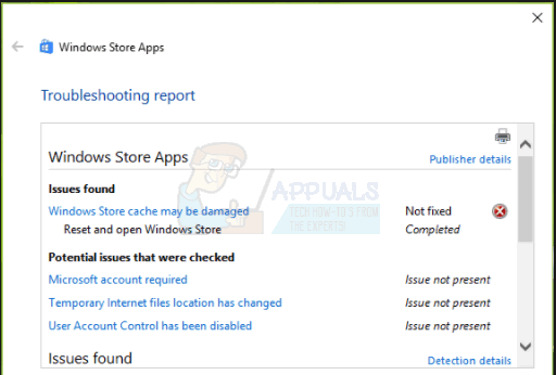 windows store cache may be damaged