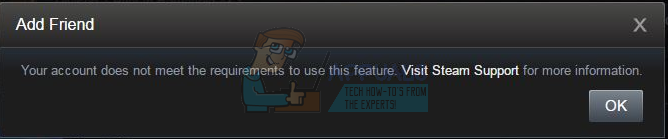 Steam Your Account Does Not Meet The Requirements To Use This Feature Appuals Com