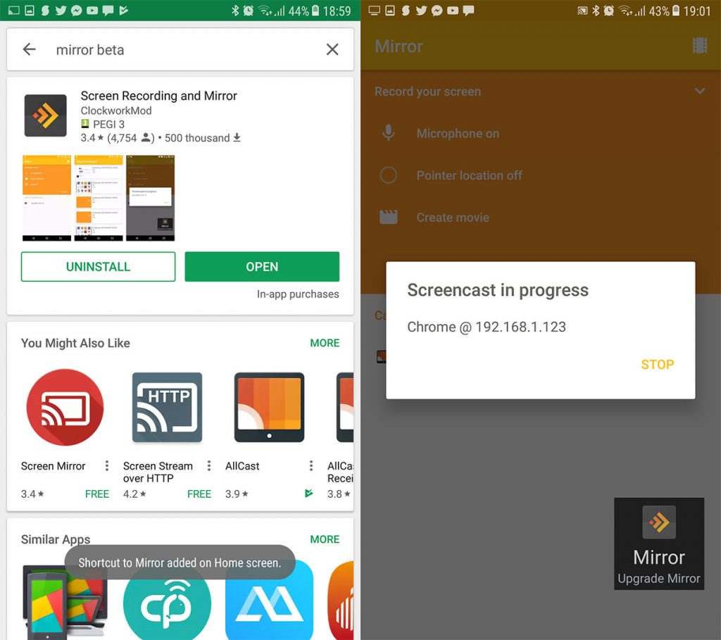 app to cast android screen to pc