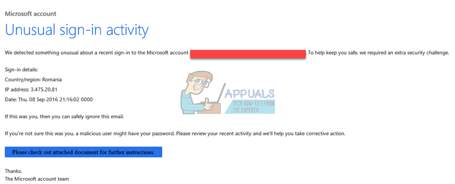 Beware of Fake Microsoft Account Unusual Sign-in Activity Emails