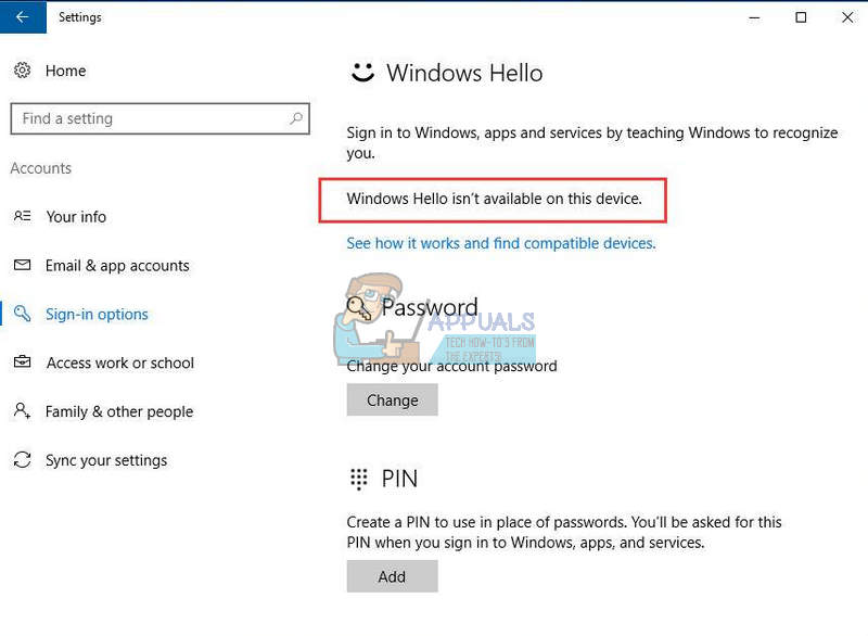 windows hello compatible devices