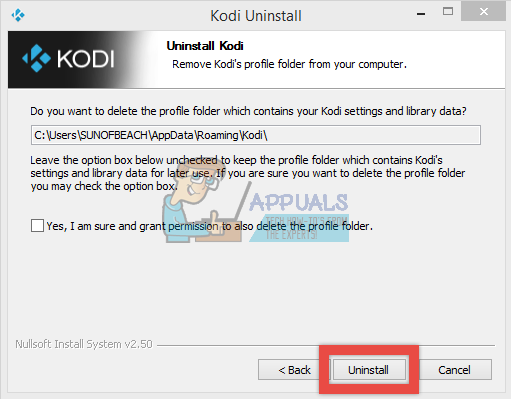 uninstall kodi from windows 10