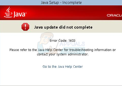 How To Fix Java Error Code 1603 Appuals Com
