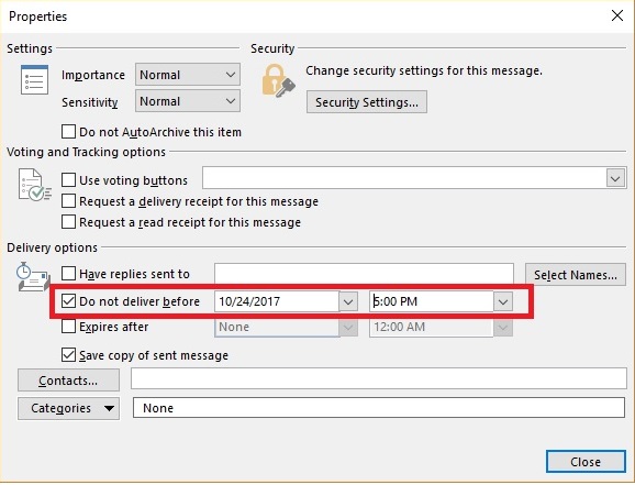 how to delay delivery in outlook 2013
