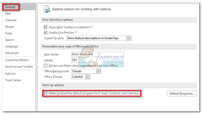 outlook as default mail client windows 7