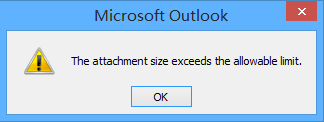 outlook error message attachment size exceeds allowable limit