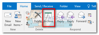 outlook 2016 archive greyed out