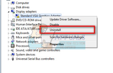 uninstalled graphics card from device manager