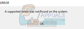 m a supported tablet was not found on the system win10