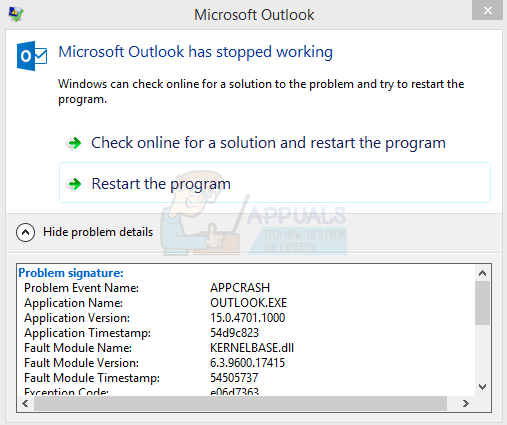 microsoft outlook 2016 stopped working