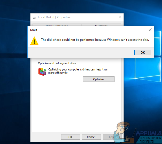 Fix The Disk Check Could Not Be Performed Because Windows Cannot