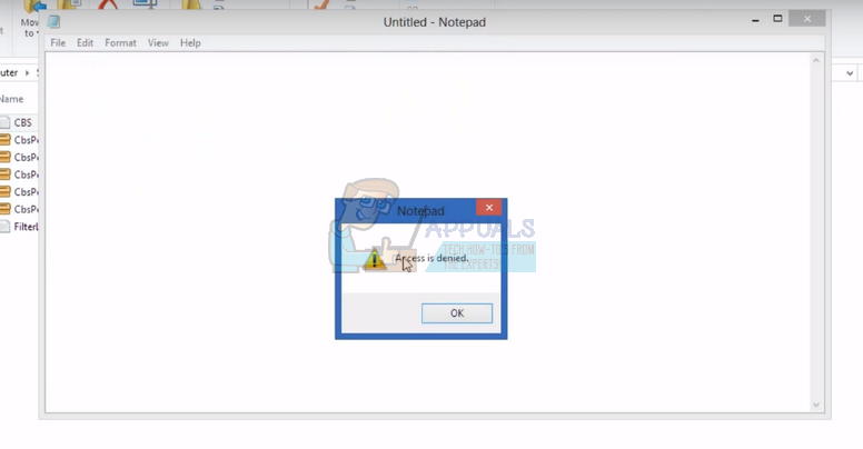 notepad access is denied windows 10