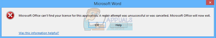 Fix: Microsoft Office can't Find your License for this Application