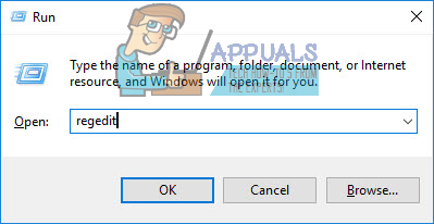 Run dialog: regedit then click Yes to open as Admin