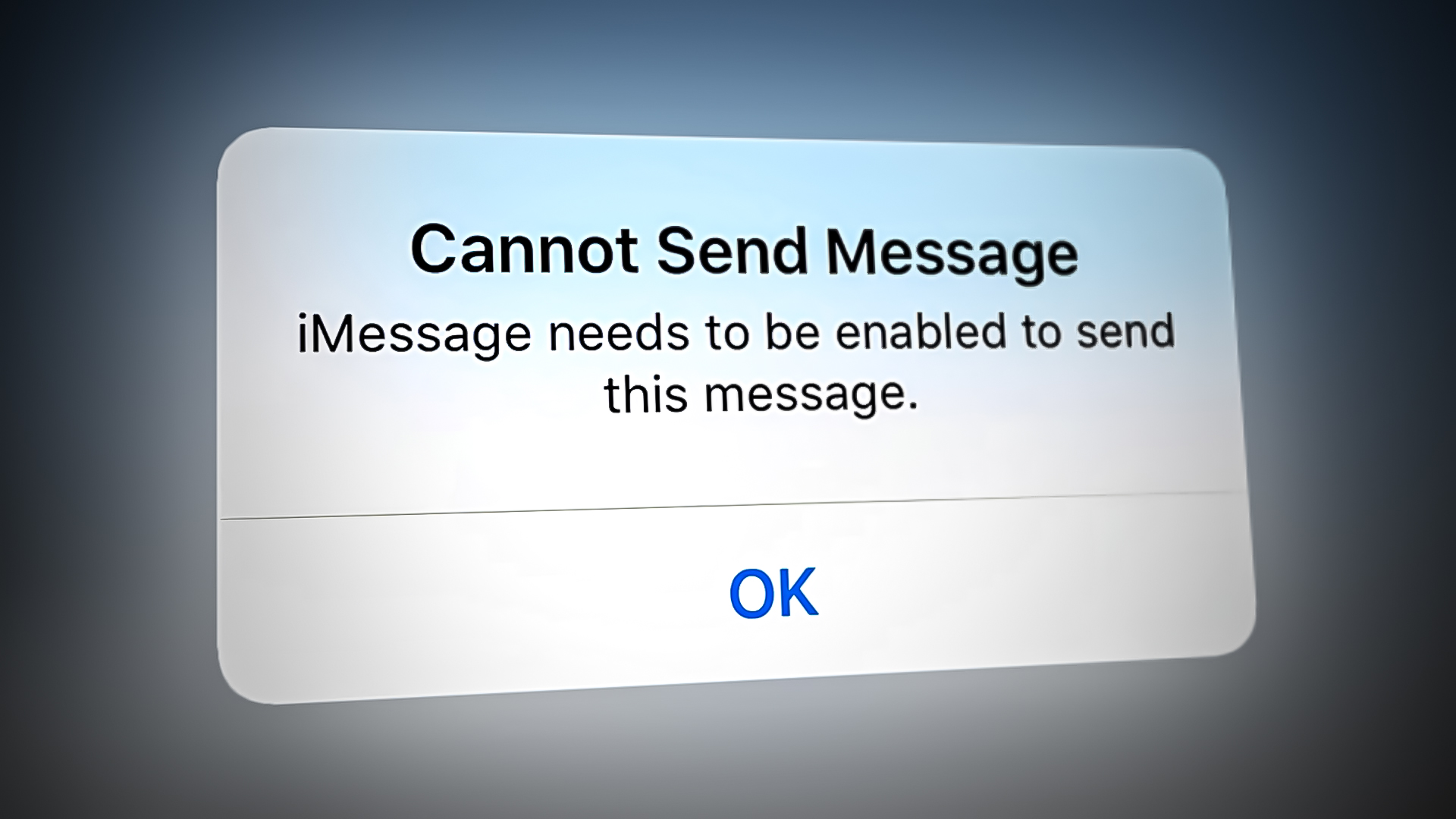 Fix iMessage needs to be enabled to send this message