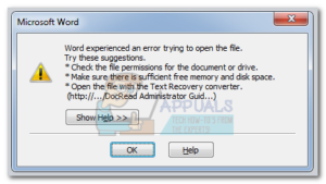 Fix: Word Experienced An Error Trying to Open the File - Appuals.com