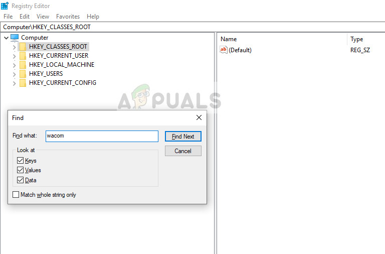 Searching and deleting Wacom registry keys