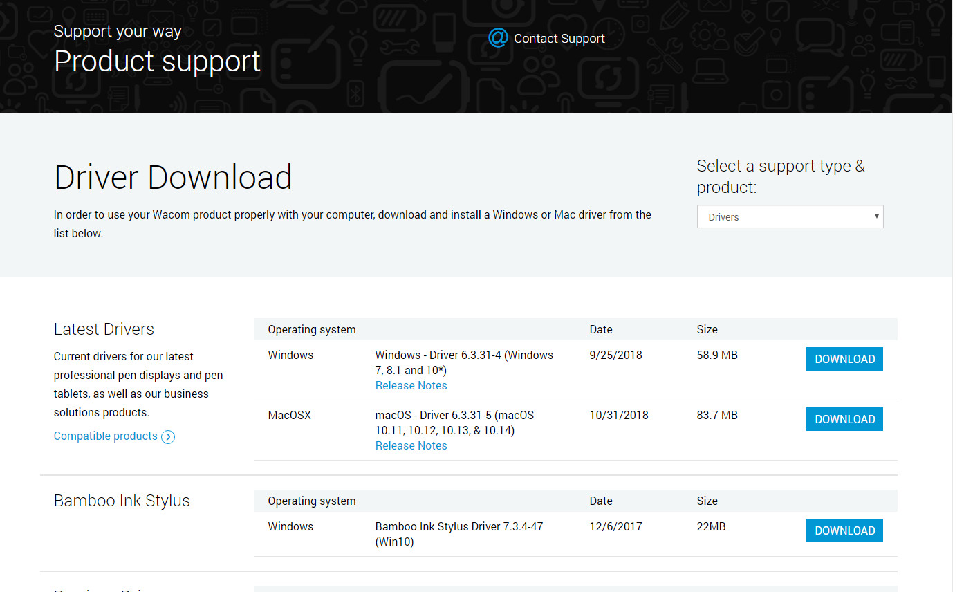 Official Wacom drivers