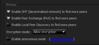 qBittorrent DHT and PeX
