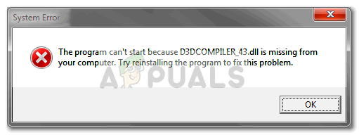 download and install d3dcompiler_43.dll
