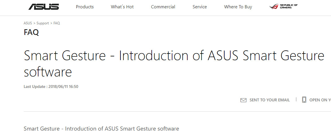 asus smart gesture windows 10 home